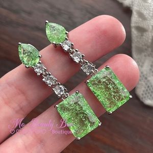 Shattered Green Drop Earrings